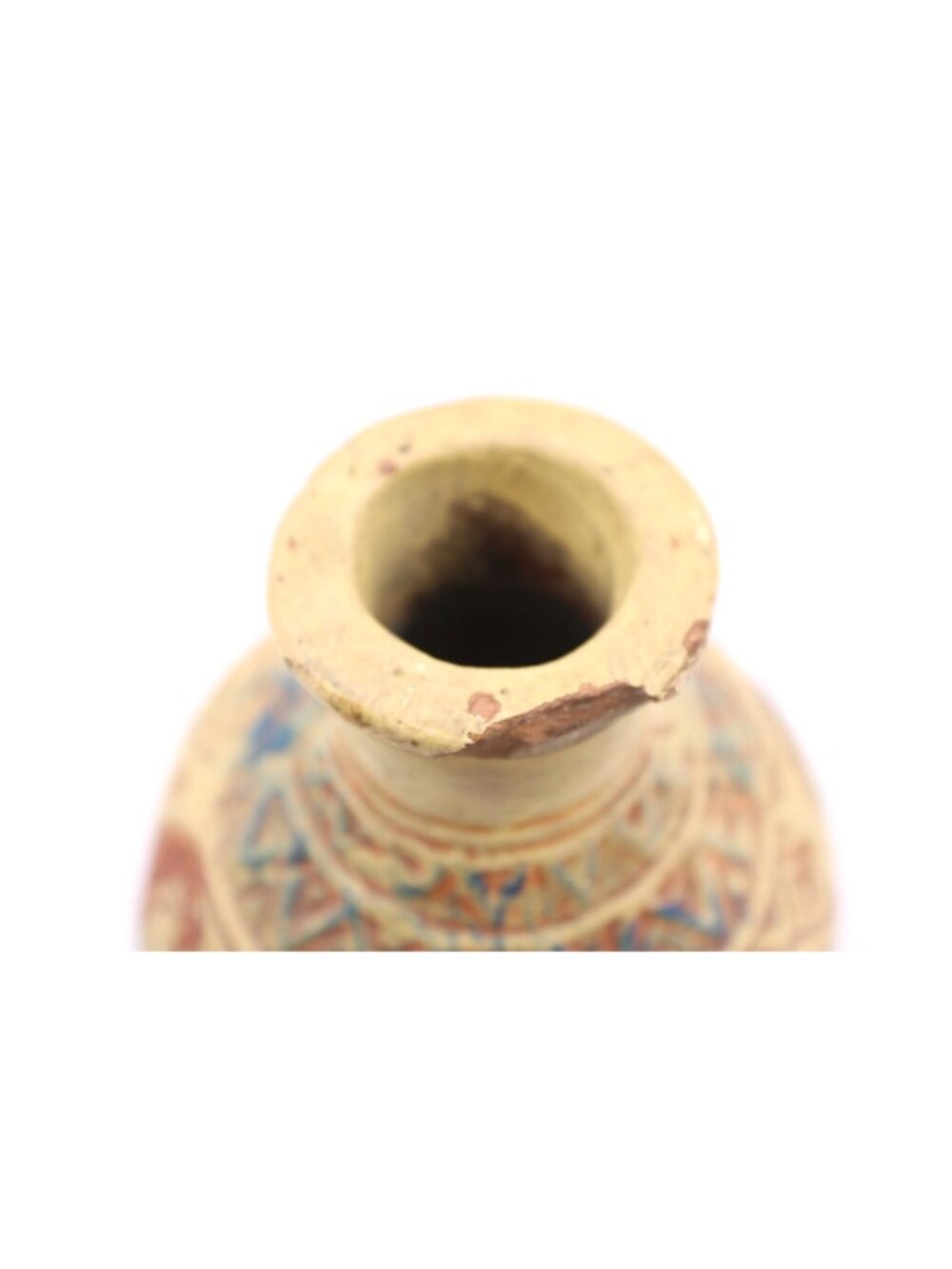 Animal Motif Pottery Jug Vase Geo Signed Rustic Decor 6" H Small Chip Red Clay - Picture 5 of 12